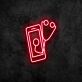Handyreparatur LED-Neonschild mit Smartphone und Stethoskop