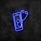 Handyreparatur LED-Neonschild mit Smartphone und Stethoskop