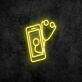 Smartphone mit Stethoskop LED-Neonschild für Arztpraxis und Telemedizin