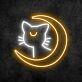 Katze mit Halbmond LED-Neonschild Wohnzimmer Schlafzimmer