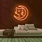 Katze mit Halbmond LED-Neonschild Wohnzimmer Schlafzimmer