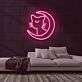 Katze mit Halbmond LED-Neonschild Wohnzimmer Schlafzimmer