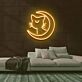Katze mit Halbmond LED-Neonschild Wohnzimmer Schlafzimmer