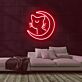 Katze mit Halbmond LED-Neonschild Wohnzimmer Schlafzimmer