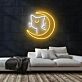 Katze mit Halbmond LED-Neonschild Wohnzimmer Schlafzimmer