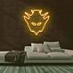 Roboterkopf mit spitzen Elementen LED-Neonschild Gaming Zimmer