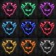 Roboterkopf mit spitzen Elementen LED-Neonschild Gaming Zimmer