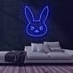 Hasengesicht mit strengem Ausdruck LED-Neonschild Gaming Wohnzimmer