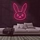Hasengesicht mit strengem Ausdruck LED-Neonschild Gaming Wohnzimmer