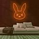 Hasengesicht mit strengem Ausdruck LED-Neonschild Gaming Wohnzimmer