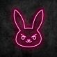 Hasengesicht mit strengem Ausdruck LED-Neonschild Gaming Wohnzimmer