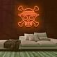 Piraten Totenkopf mit gekreuzten Knochen und Hut LED-Neonschild für Gamingzimmer Bar