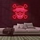 Piraten Totenkopf mit gekreuzten Knochen und Hut LED-Neonschild für Gamingzimmer Bar