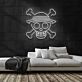 Piraten Totenkopf mit gekreuzten Knochen und Hut LED-Neonschild für Gamingzimmer Bar