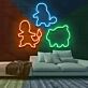 Videospiel Figuren Silhouetten LED-Neonschild für Gamingzimmer und Kinderzimmer