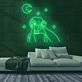 Frau mit Mond und Sternen LED-Neonschild Wohnzimmer Studio