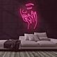 Gesicht mit geschlossenen Augen und Hand LED-Neonschild Beauty Studio Wohnzimmer