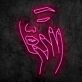 Gesicht mit geschlossenen Augen und Hand LED-Neonschild Beauty Studio Wohnzimmer