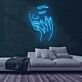 Gesicht mit geschlossenen Augen und Hand LED-Neonschild Beauty Studio Wohnzimmer