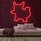 Silhouette eines Fantasie-Charakters mit großen Ohren und Schwanz LED-Neonschild Gamingzimmer