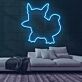 Silhouette eines Fantasie-Charakters mit großen Ohren und Schwanz LED-Neonschild Gamingzimmer