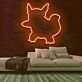 Silhouette eines Fantasie-Charakters mit großen Ohren und Schwanz LED-Neonschild Gamingzimmer