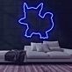Silhouette eines Fantasie-Charakters mit großen Ohren und Schwanz LED-Neonschild Gamingzimmer
