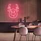 Rentierkopf LED-Neonschild Weihnachten Wohnzimmer