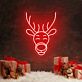 Rentierkopf mit roter Nase LED-Neonschild für Weihnachten Wohnzimmer