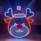 Rentierkopf mit Weihnachtsmütze LED-Neonschild für Wohnzimmer Weihnachtsdeko
