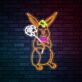 Hase mit Blume LED-Neonschild für Kinderzimmer oder Osterdekoration