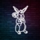 Hase mit Blume LED-Neonschild für Kinderzimmer oder Osterdekoration