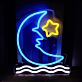 Halbmond mit Stern und Wellen LED-Neonschild für Kinderzimmer Schlafzimmer