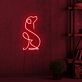 Sitzender Hund in Linienkunst als LED-Neonschild