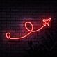 Flugzeug mit Flugroute LED-Neonschild für Wohnzimmer Reisebüro