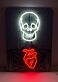 Totenkopf und anatomisches Herz LED-Neonschild für Tattoo Studio Bar