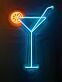 Cocktailglas mit Strohhalm und Zitronenscheibe LED-Neonschild für Bar oder Club