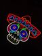 Buntes LED Neonschild mexikanischer Totenkopf mit Sombrero als dekorative Wandbeleuchtung