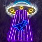 LED Neonschild mit UFO und Dinosaurier als leuchtende Wanddekoration für Kinderzimmer Gamingraum und moderne Wohnräume