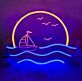 Segelboot vor Sonnenuntergang LED-Neonschild Wohnzimmer Bar