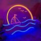 Segelboot vor Sonnenuntergang LED-Neonschild Wohnzimmer Bar