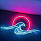 Meereswelle mit Sonne LED-Neonschild Wohnzimmer Bar