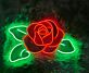 Rote Rose mit Blättern LED-Neonschild Wohnzimmer Schlafzimmer