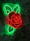 Rote Rose mit Blättern LED-Neonschild Wohnzimmer Schlafzimmer