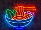 Schüssel mit Ramen und Essstäbchen LED-Neonschild für Restaurant Küche