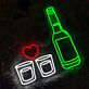 Bierflasche und Schnapsgläser mit Herzsymbol LED-Neonschild für Bar Club