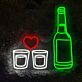 Bierflasche und Schnapsgläser mit Herzsymbol LED-Neonschild für Bar Club