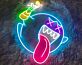Emoji Geist LED Neonlicht Lustige Wanddekoration mit herausgestreckter Zunge und Flasche für Bar Party und Gaming Room