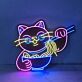 Süße Katzen Nudel LED Neonlicht Bunte Wanddekoration mit Essstäbchen für Küche Wohnzimmer Bar und Gaming Zimmer