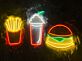 Pommes Milchshake und Burger LED-Neonschild für Restaurant Imbiss